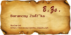 Barancsy Zsóka névjegykártya
